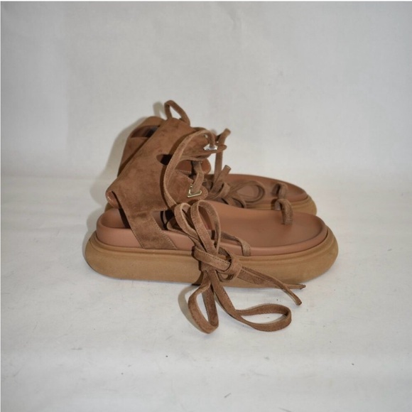 $800 The Attico Selene Gladiator Sandal PLATFORM SUEDE BROWN 35.5 (PB18) - Picture 4 of 7